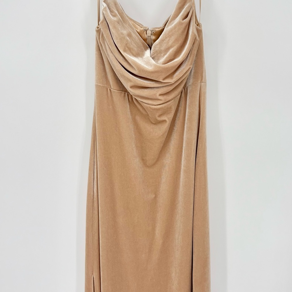 Revelry Skye Velvet Bridesmaid Dress Champagne Gold - Picture 5 of 11